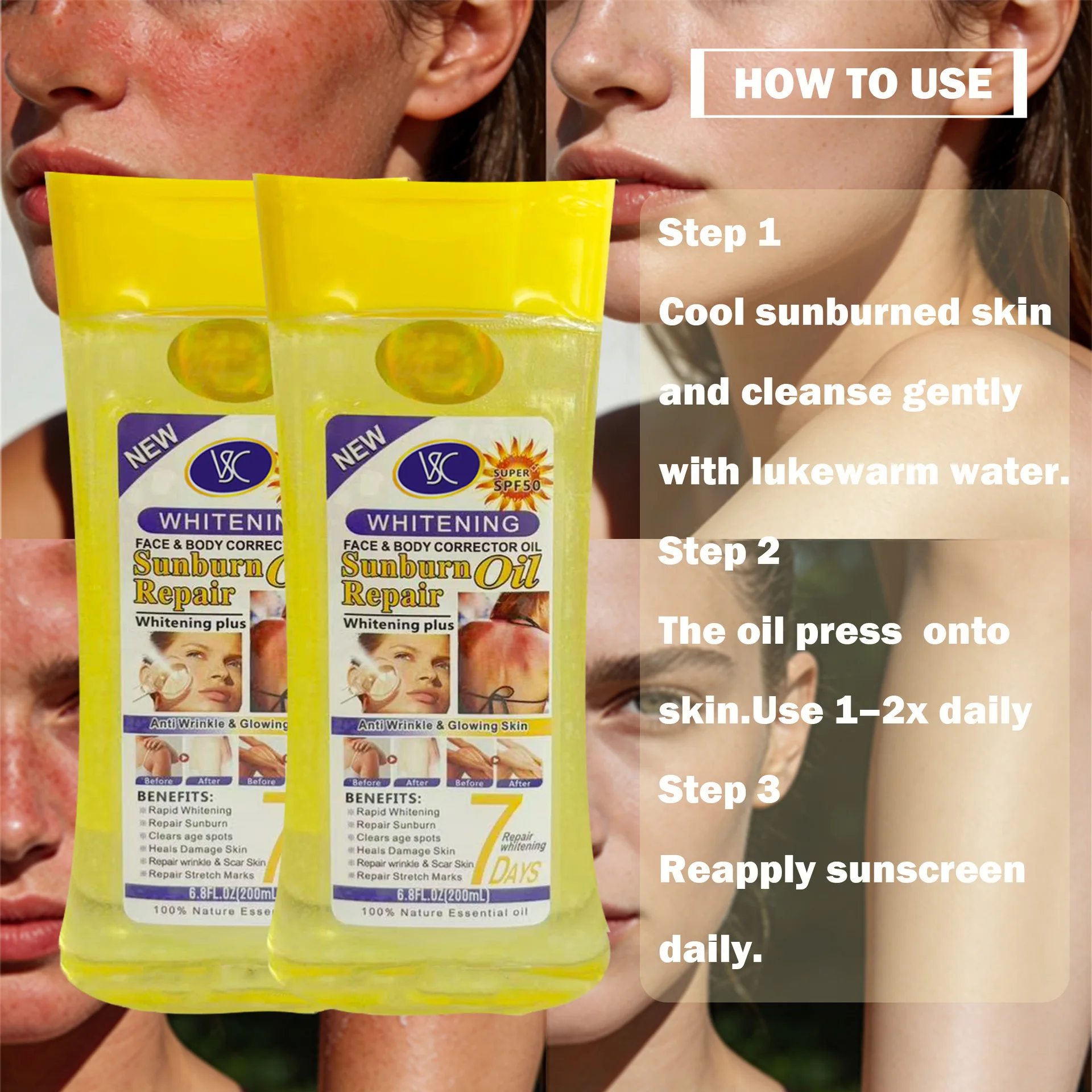 After Sun Repair Care Oil Deep Hydrating and Moisturizing Exfoliating Improve stretch marks and wrinkles Essential Oil Skincare