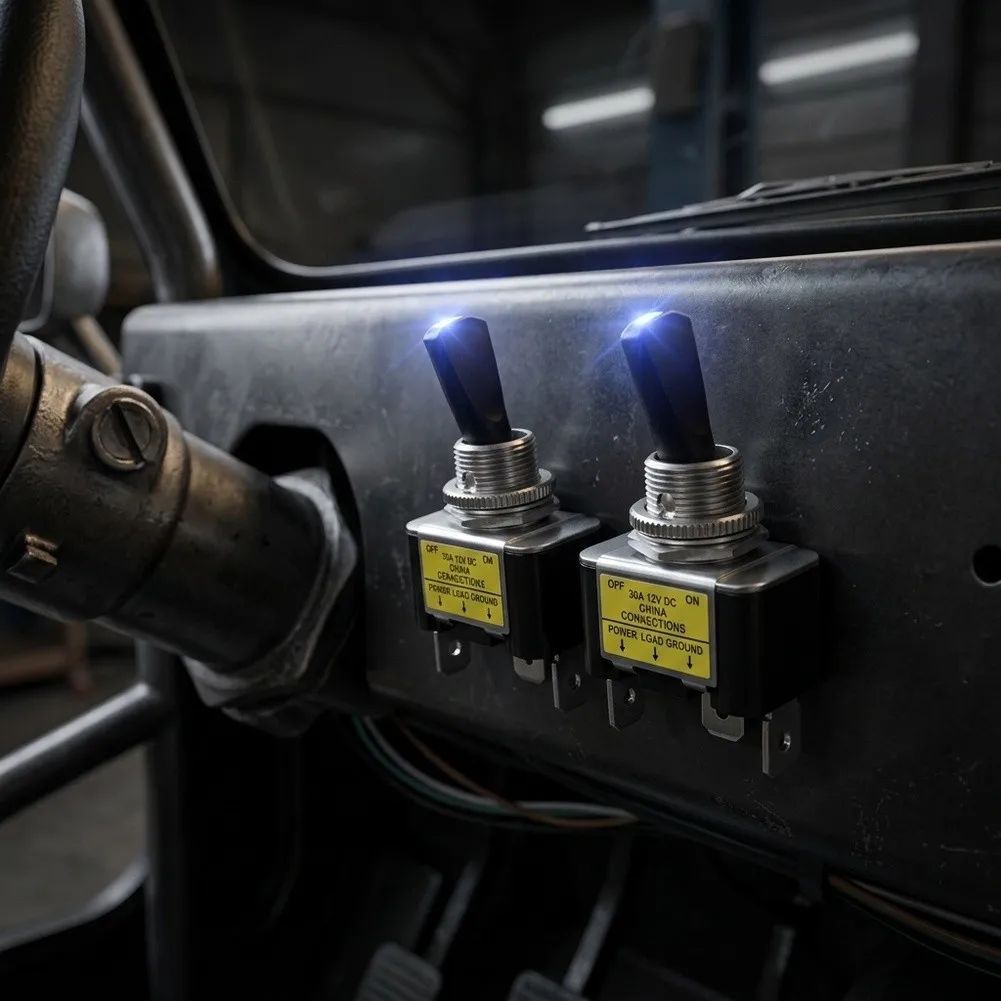 Automotive Switch ASW-07D-2 Car Turn Switch 12V 30A SPST On Off 2 Position 3 Pin with LED Indicator Pack of 2 for Wiring