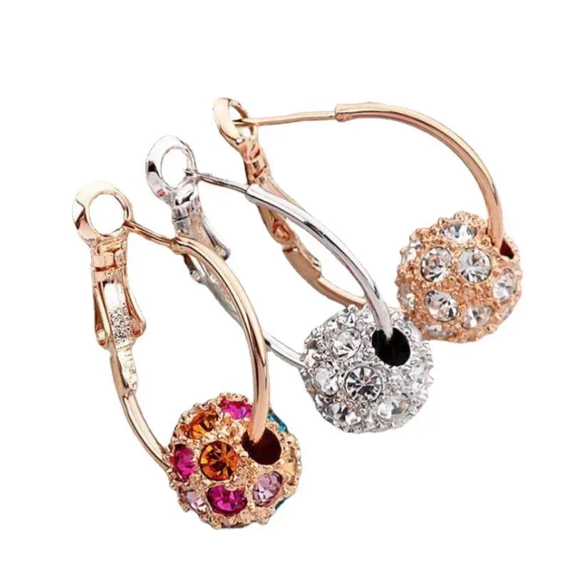 Fashion Women Lucky Beads Crystal Earrings Colorful Balls Women\'s Creative Inlaid Zircon Wedding Engagement Earrings Jewelry