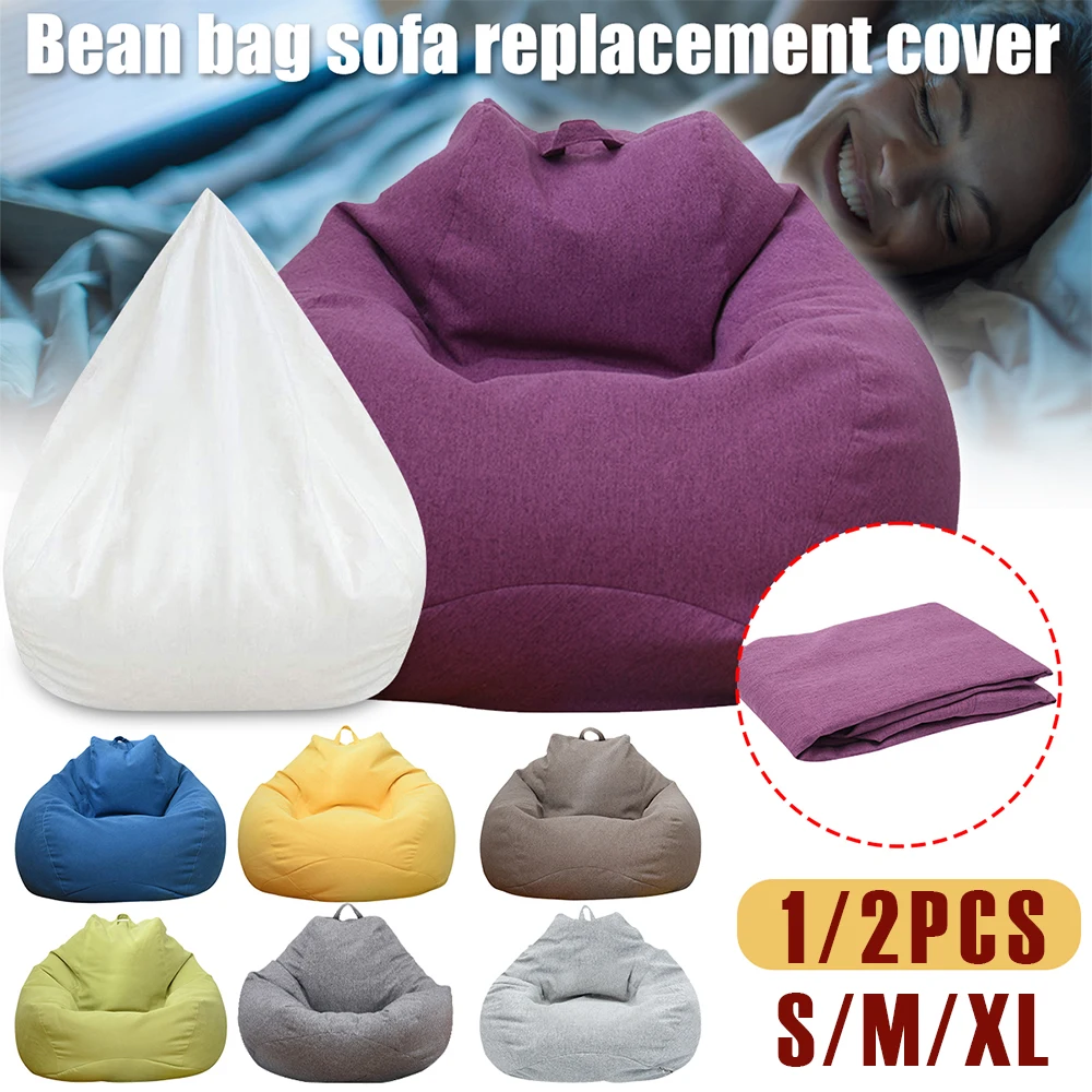 1/2Pcs Large Bean Bag Cover S/M/XL Comfortable Lazy Seat Bag Cover Without Filler Living Room Beanbags Kids Tatami Chairs Covers