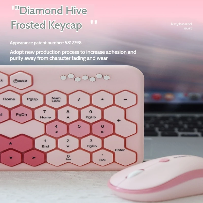 Honey Wireless Keyboard And Mouse Set For Girls, Cute, Creative, Ling Shaped, Personalized, Unlimited Keyboard, Laptop, Tablet