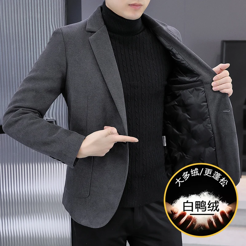 

Blazer Autumn and Winter Men's Fashionable Outdoor Wedding Versatile, Slimming, Business Casual Korean Version 50-down Blazer