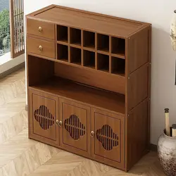 Tea Shelf Kitchen Cabinets Storage Antique Sideboards Cabinet New Chinese Decoration Display Teahouse Tea Set Storage Rack