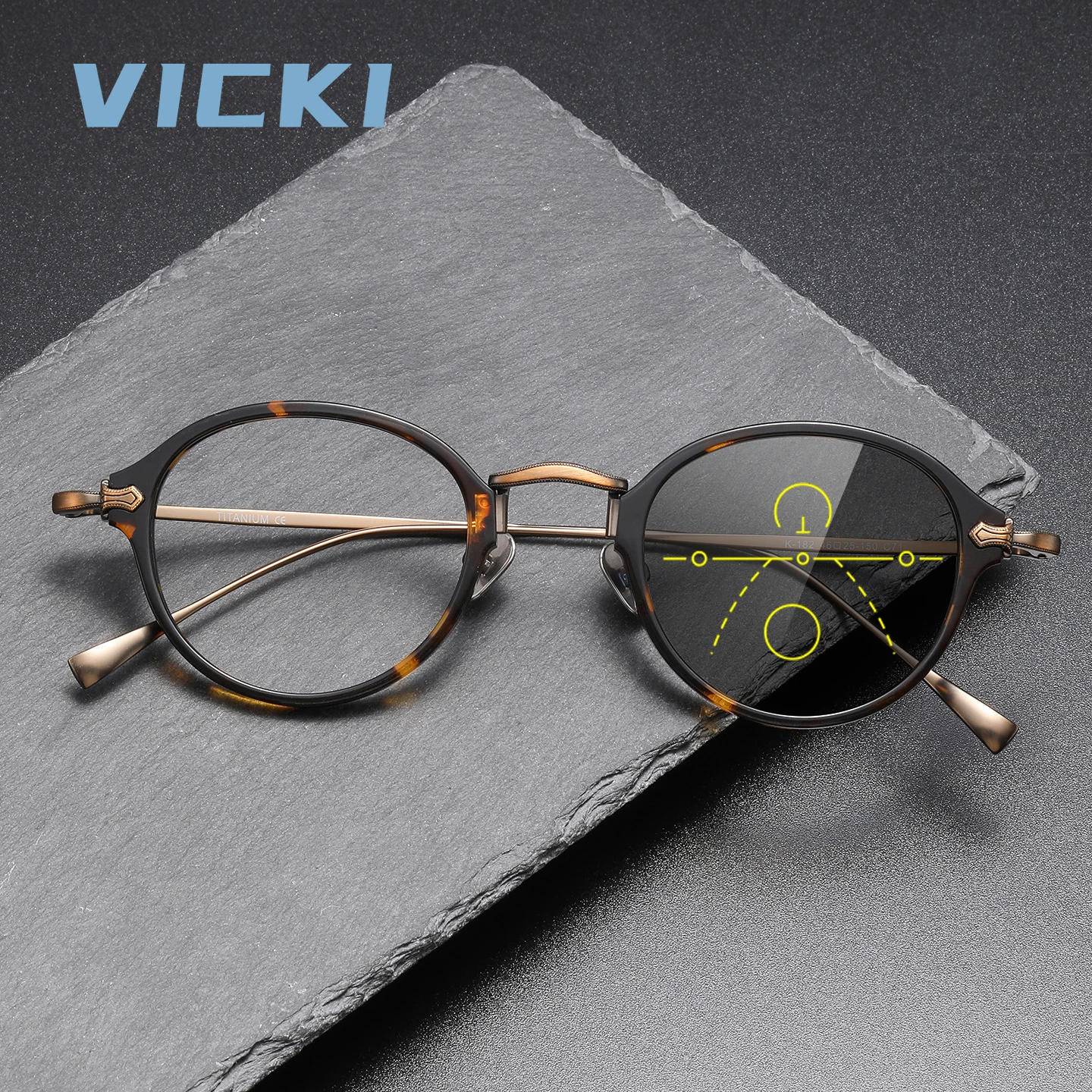 

VICKI New Men's and Women's Ultra-light Fashionable Glasses with Customizable Prescriptions, Anti-blue Light Multifocal K-182