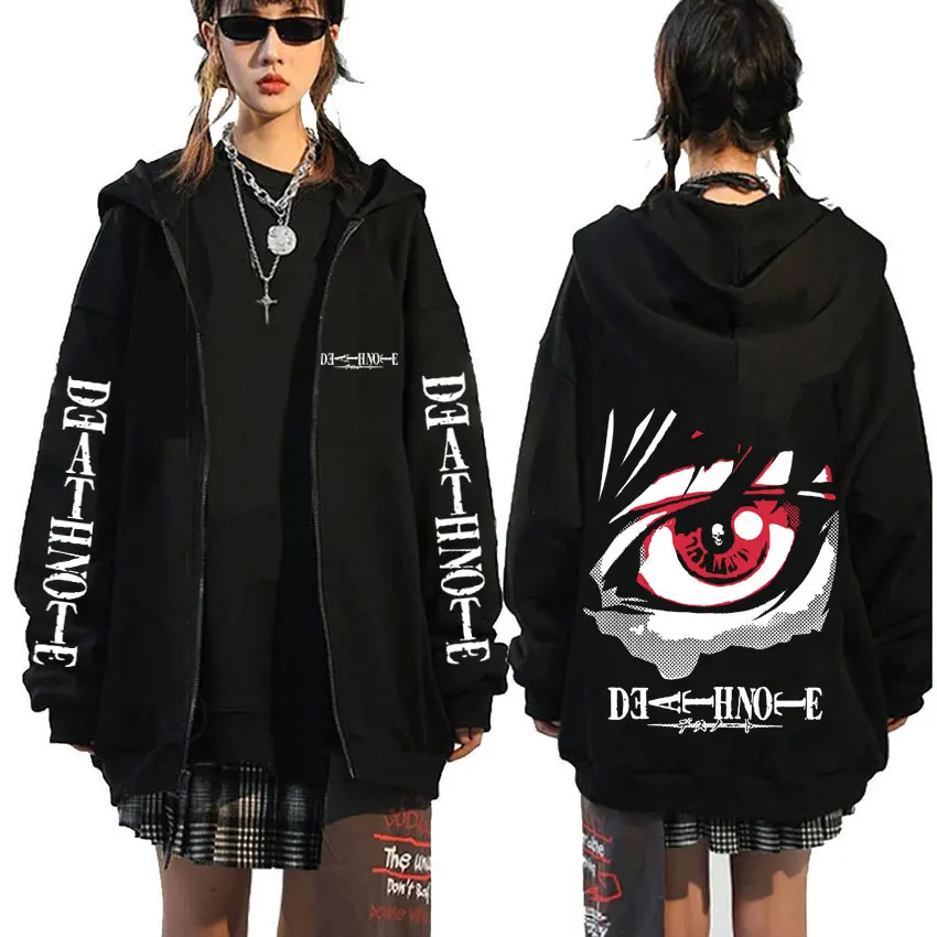 

Anime Death Note Yagami Light Eyes Graphic Zipper Hoodie Men Women Fashion Oversized Zip Up Jacket Men's Casual Cartoon Hoodies