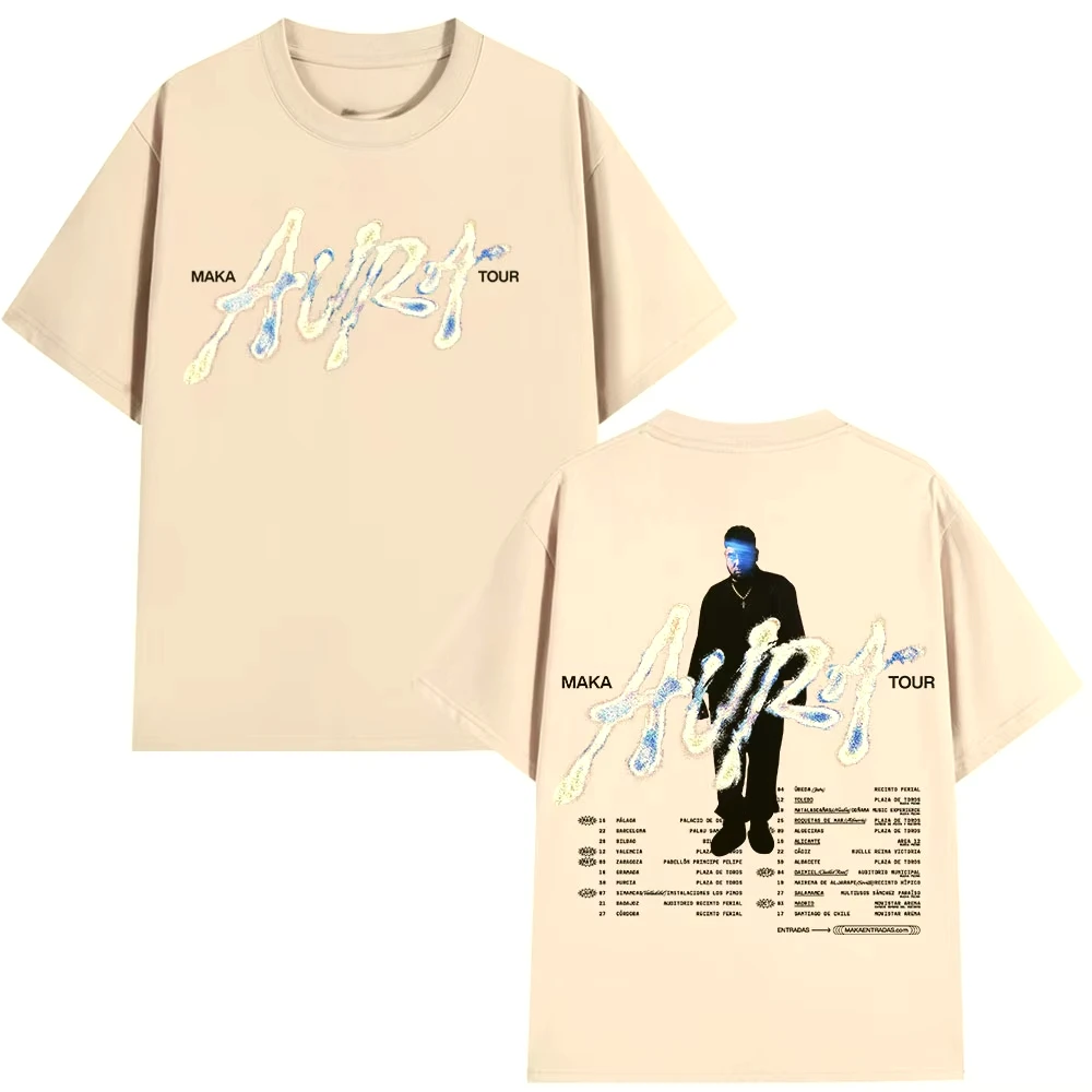 

Рэпер Maka 2025 Aura Tour Merch футболки для мужчин и женщин модная винтажная футболка летняя повседневная хлопковая футболка с коротким рукавом уличная одежда