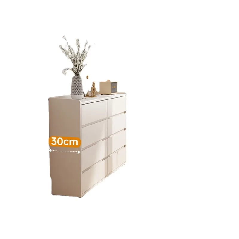 Bedroom eight bucket cabinet ultra-thin 30cm cream style minimalist five bucket cabinet bed tail cabinet TV