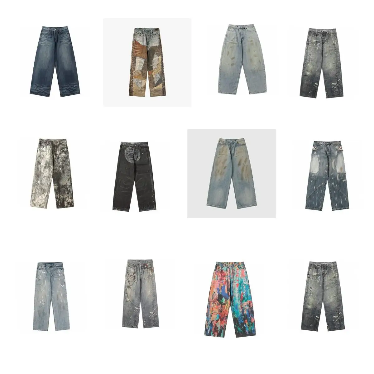 

Мужские джинсы Waed Denim с волнообразным узором, повседневные, прямого кроя, со средней посадкой, для молодежи