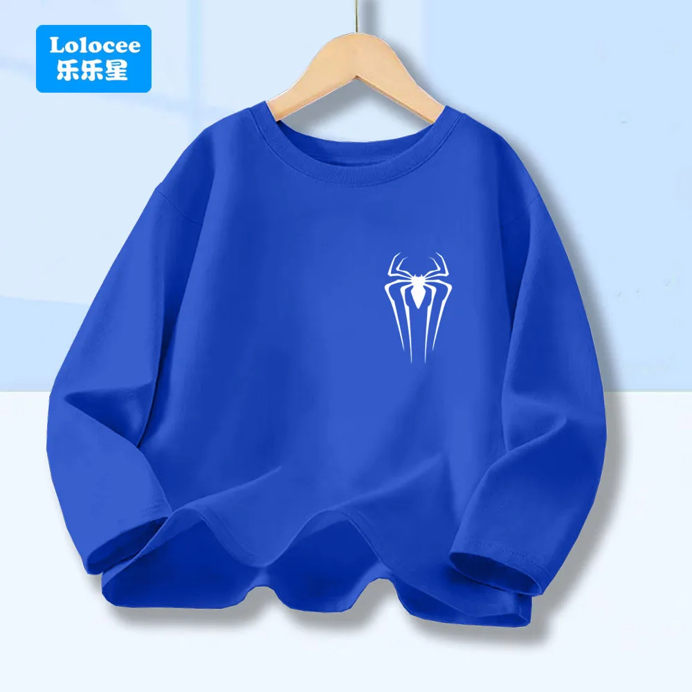 Boys' Spider Print Long Sleeve T-Shirt -Casual Crew Neck Kids' Top, Children's Daily Wear Tee for Toddler/Youth (Ages 3-14) ZZ01