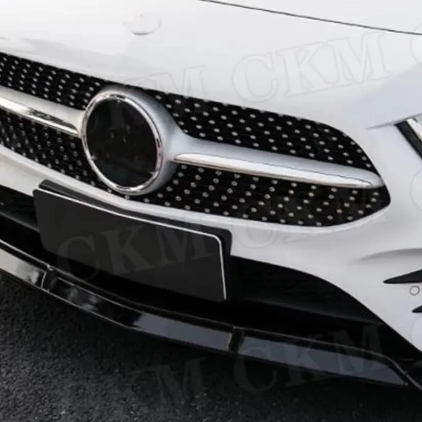 for Benz A Class W176 A200 Sport 2019 ABS Black Front Lip Spoiler Splitters  3 PCS/Set Head Bumper Chin Guard Tuning