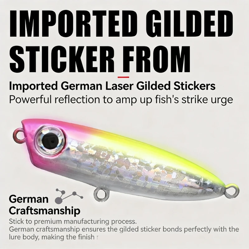  5PCS/Lot Baits Popper Lures With High Visibilities Reflective Design Fishing Accessories