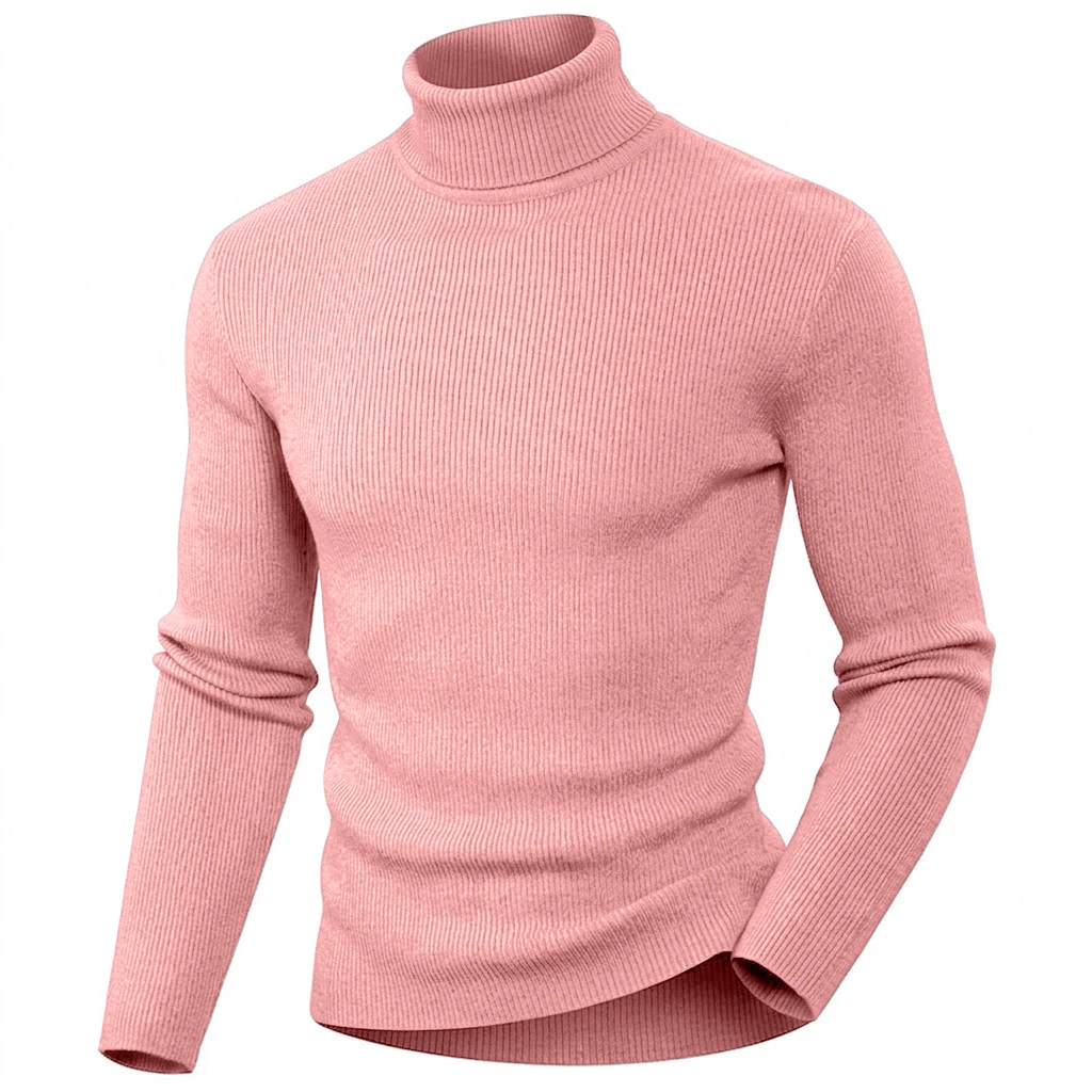 Neuer Herren-Rollkragenpullover Einfarbiger Gestrickter Pullover Hochgeschlossener Warmer Lässiger Sweater Herren Winter Outdoor Strickmantel Oberteil – Detail 9