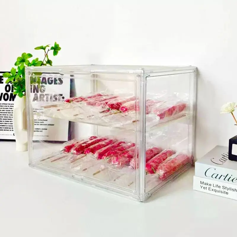 

Commercial Acrylic Layered Transparent Display Case for Ice Candy Stalls Food Storage Organizer Home Use