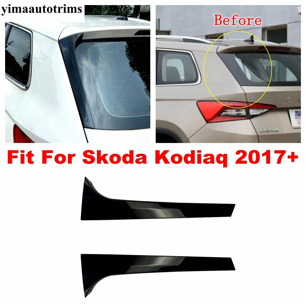 Black Plastic Accessories Rear Windshield Tail Window Spoiler Stripes Cover Trim Exterior Decor Fit For Skoda Kodiaq 2017 - 2023