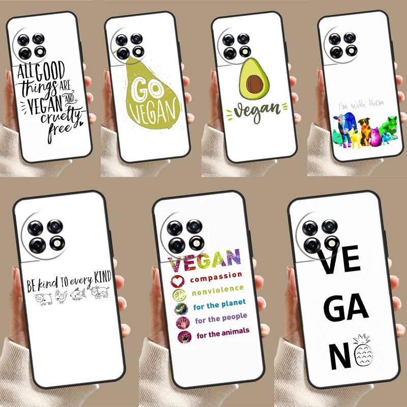 LOVE VEGGIE Vegetarian Quotes VEGAN Case For OnePlus 12R 10R 9R 10T 8T 8 9 10 Pro 11 12 OnePlus Nord CE 2 3 Lite N10 N20 Cover