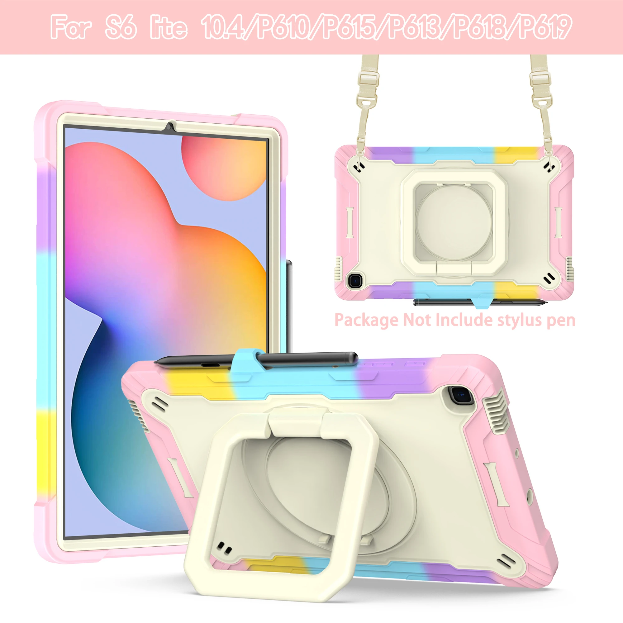 

Чехол для планшета от падения для Samsung Galaxy Tab S6 lite 10,4 дюйма, универсальная защита, 360° ° вращающийся кронштейн, утолщенные углы.