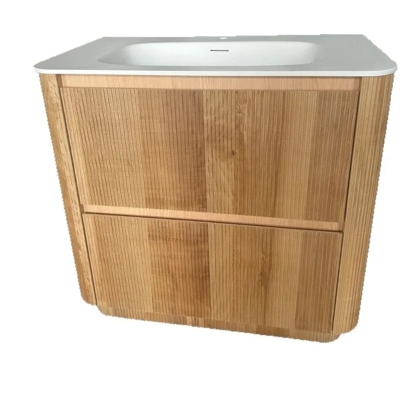 

Multi-layer sub-striped floor-to-ceiling bathroom cabinet