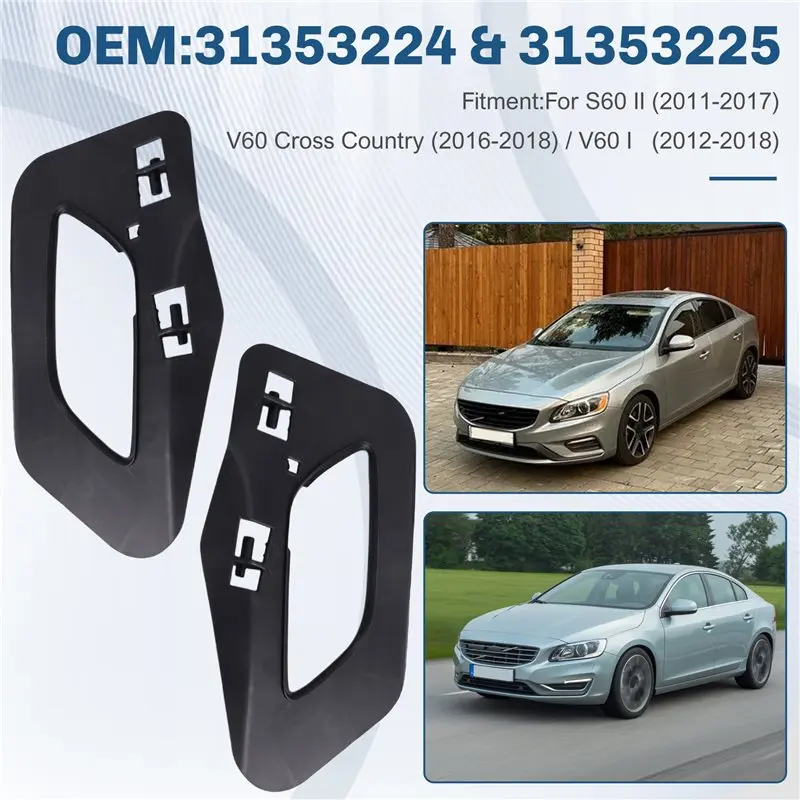 ABTD-Bezel Left& Right Cover Headlight Cleaning Spray Nozzle Cover Bracket Plate 31353224& 31353225 For Volvo 2012- 2018 view 2