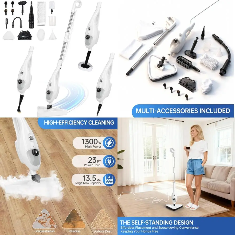 

Multi-Purpose Steam Cleaner with 15 Functions, 400ml Tank, Ideal for Hardwood Floors and Floor Cleaning