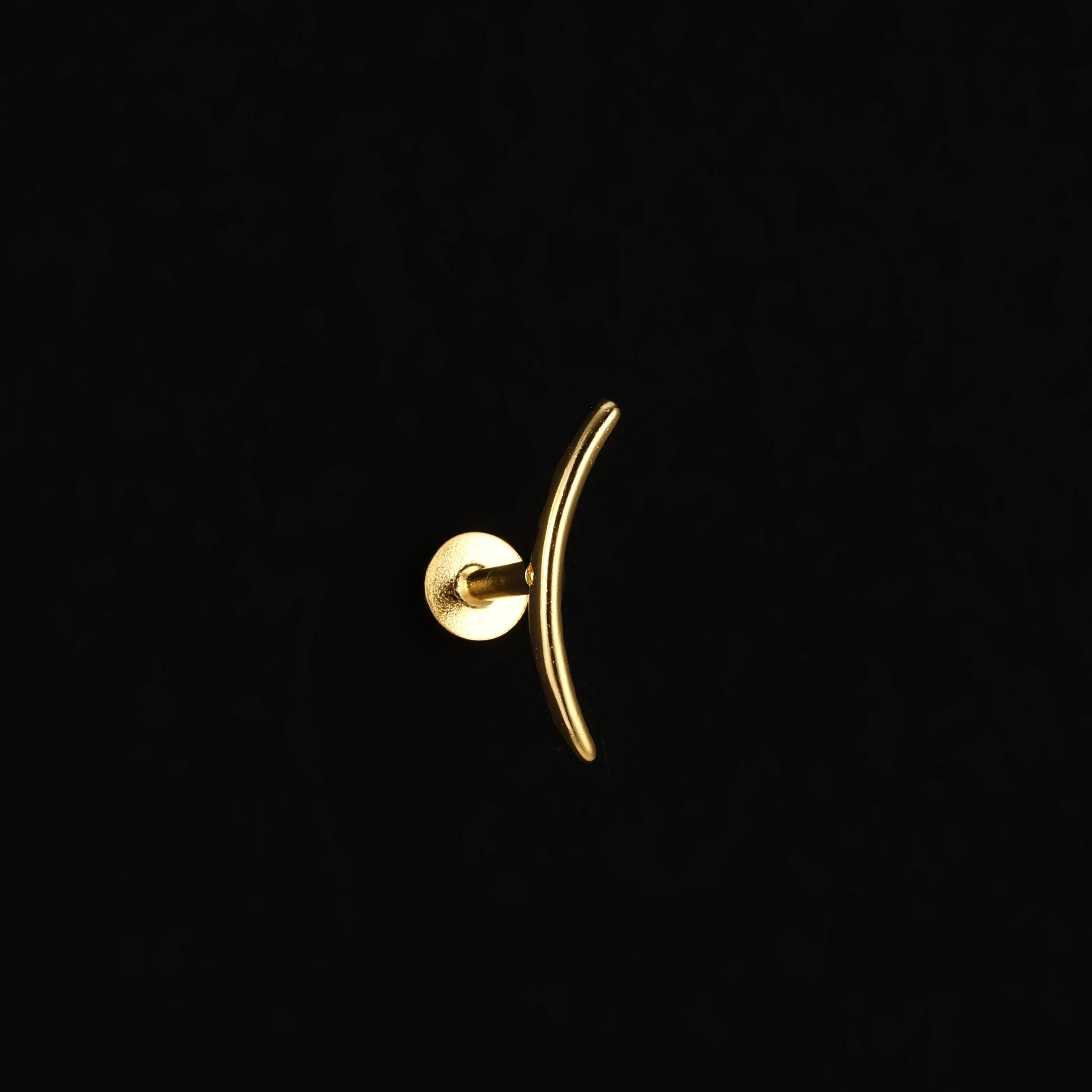 CANNER 925 Sterling Silver Curved Design Glossy Moon Internal Thread Piercing Earring For Women INS Jewelry Personalities Gifts