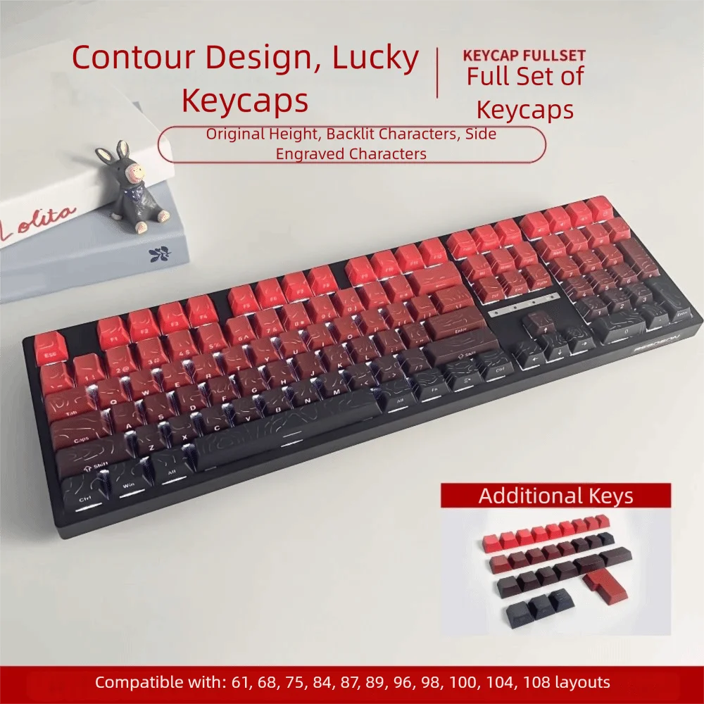 Keycaps Gradasi Transparan dengan Sisi Ungu Hijau, Keycaps Cetak Lima Sisi dengan Tinggi Original