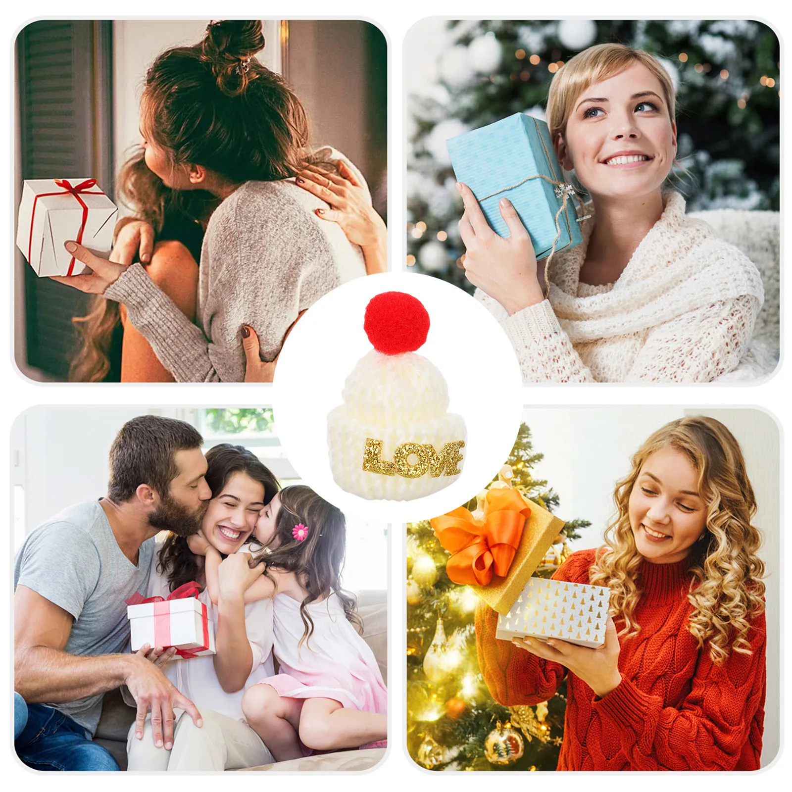 

15 миниатюрных шерстяных шапочек ручной работы для декора, аксессуары для заколок и брошей, маленькие подарки для вечеринок, украшения для рождественской елки, мини-шапочки на Рождество