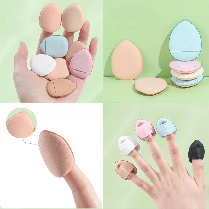 5pcs Finger Powder Puff Air Cushion Mini Concealer Fingertip Small Slipper Powder Puff Thumb Small Sponge Setting Powder Puff