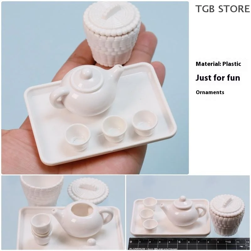 1Set Teekanne Tasse Tee Ornament Tee Kit Modell Sammeln Simulation Tisch Dekoration Puppenhaus Szene Zubehör