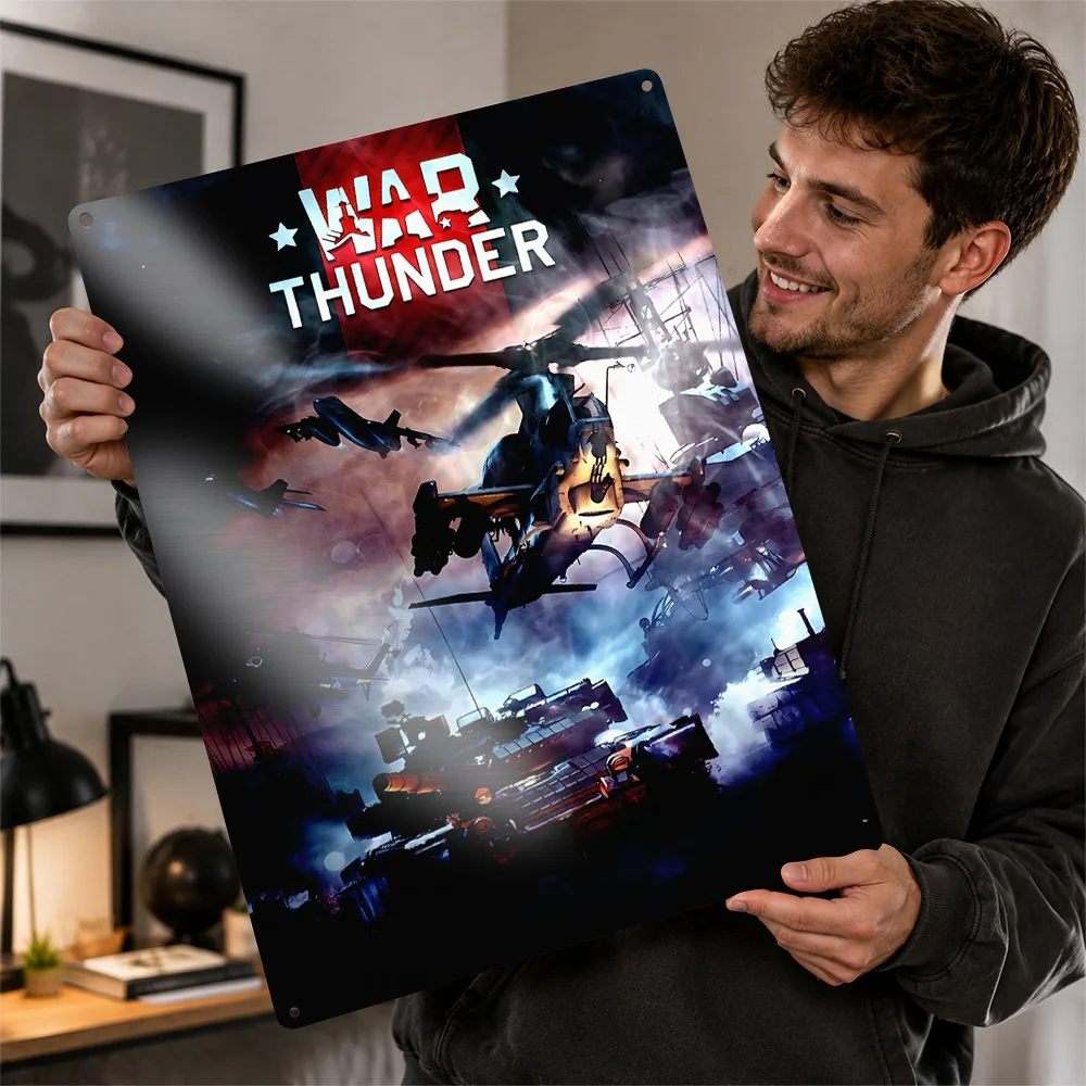 War Thunder Game Cover Art 3D Texture Metal Poster Customized Wall Art Tin Sign Gift for Mancave Home Decor Items Custom Plate