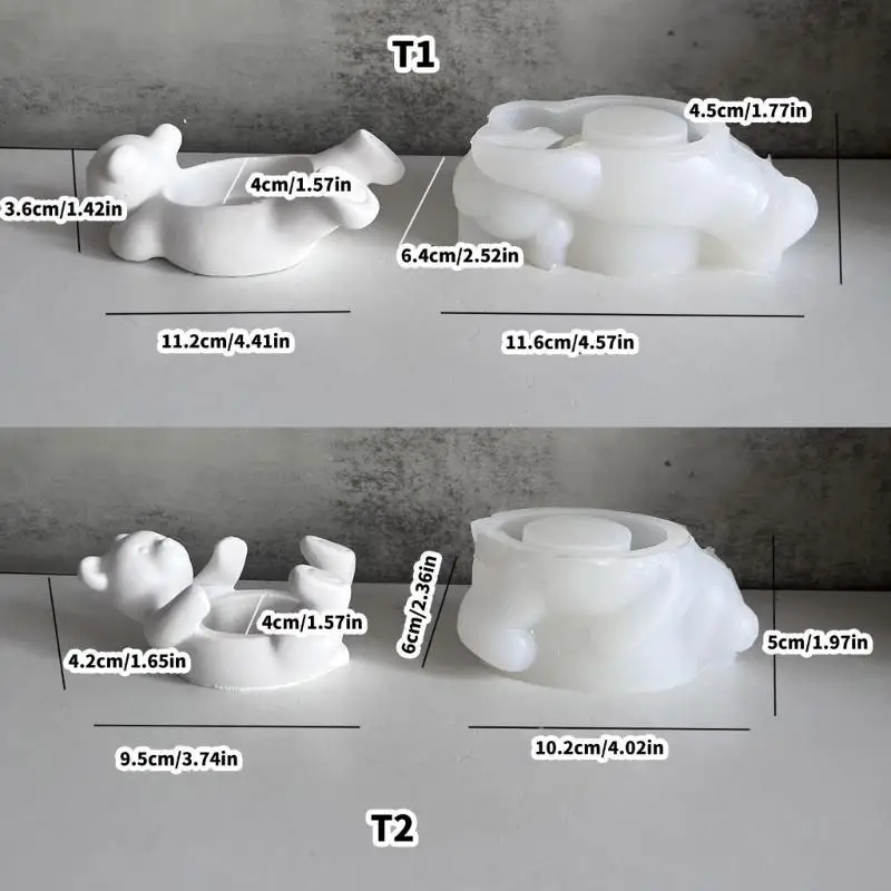 R3MC Multifuntional Base Molds Crafting Moulds Bear Candlestick Molds Silicone Bracket Molds for Candle