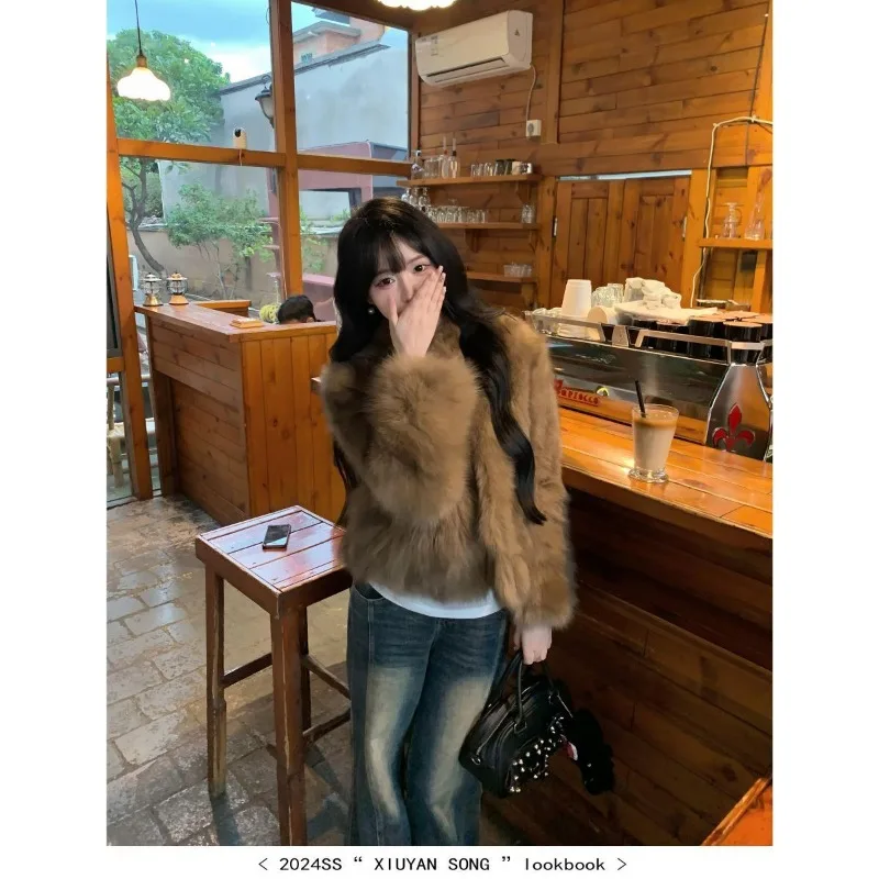 فرو الثعلب البني الصديق للبيئة للنساء نمط قصير شتاء جديد حار نمط سميكة مزاجه الفراء #6