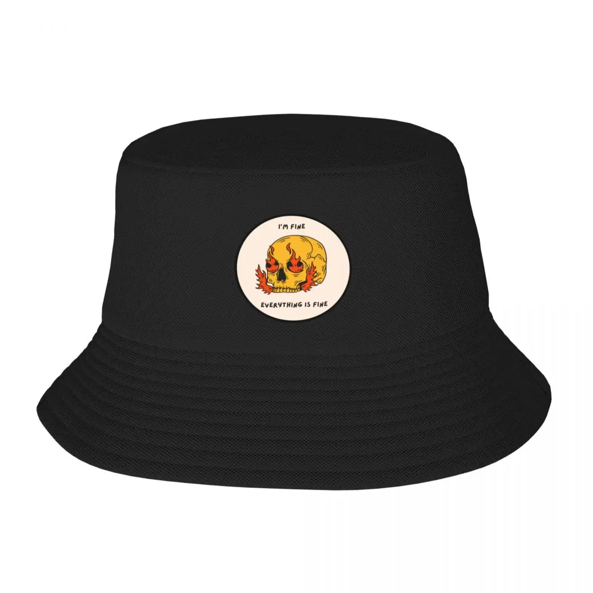 

Flaming Skull Everything is Fine Bucket Hat Dropshipping Golf Hat Man Wild Ball Hat Men's Women's