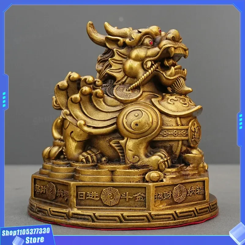 Feng Shui Copper Pixiu Statue Wealth Attracting Beast Home Office Desk Decor Entrance Ornament Lucky Gift for Business
