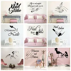 Creative Nail Salon Art Vinyl Wall Stickers Wall Decals for Nail Salon Room Decoration Sticker Mural Wallpaper Poster Wall Decor