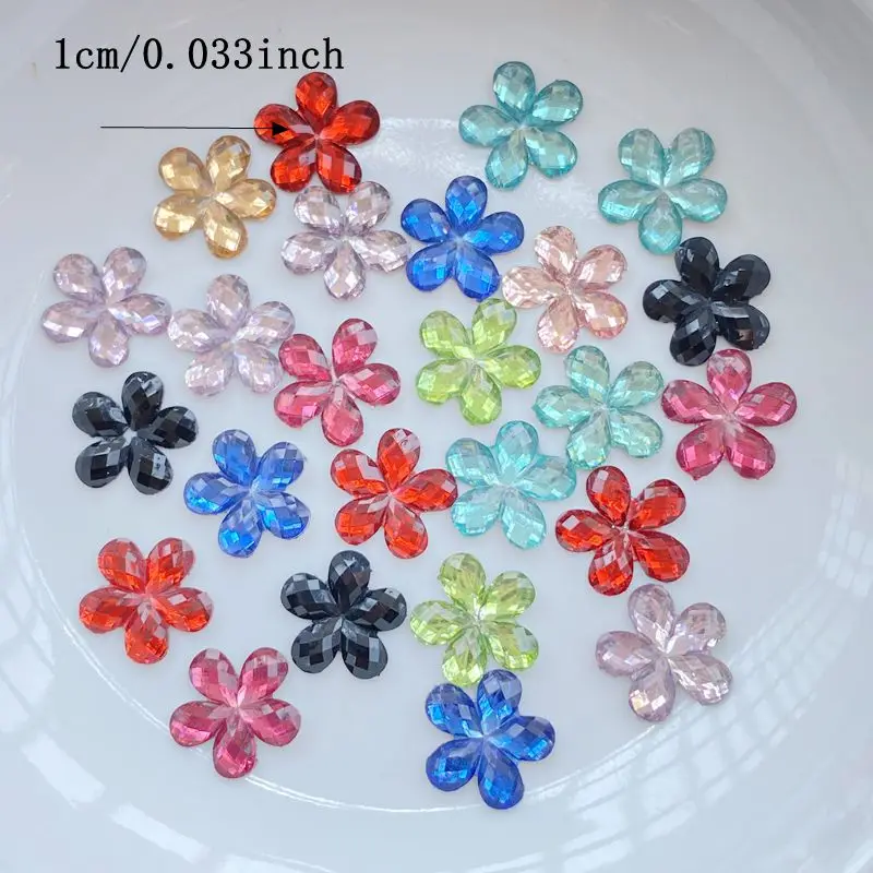 100Pcs New Mixed Nail Art Resin Cartoon Shining Flower Petals Designer Charms Rhinestones DIY Craft For Nail 3D Decorations