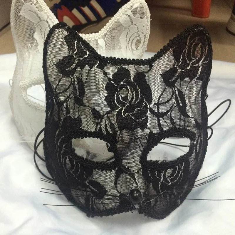 Seksowna koronkowa maska kobiety kot materiały Cosplay potańcówka występ Masquerade maska lisa para zwierzęca twarz wystrój oczy akcesoria