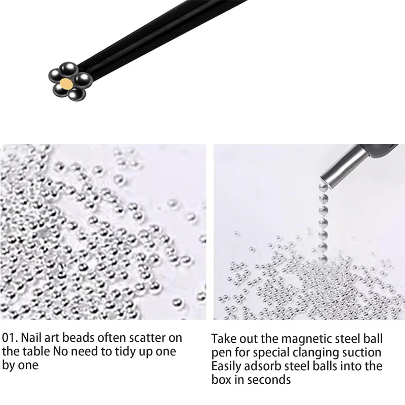 Magnete per nail art a doppia testa Stick 2 in 1 Penna magnetica con sfera in acciaio di aspirazione 3D Cat Eye Gel UV Smalto per unghie con perline Penna magnetica
