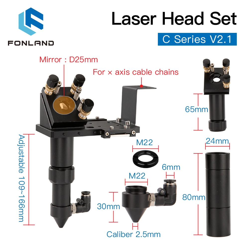 Imagem -02 - Cabeça do Laser do Co2 Cvd Znse Lente de Foco Conjunto D18 Fl38.1 D20fl50.8 63.5 101.6 mm Integrative Montagem Dia.25 si Espelho para Cortador a Laser