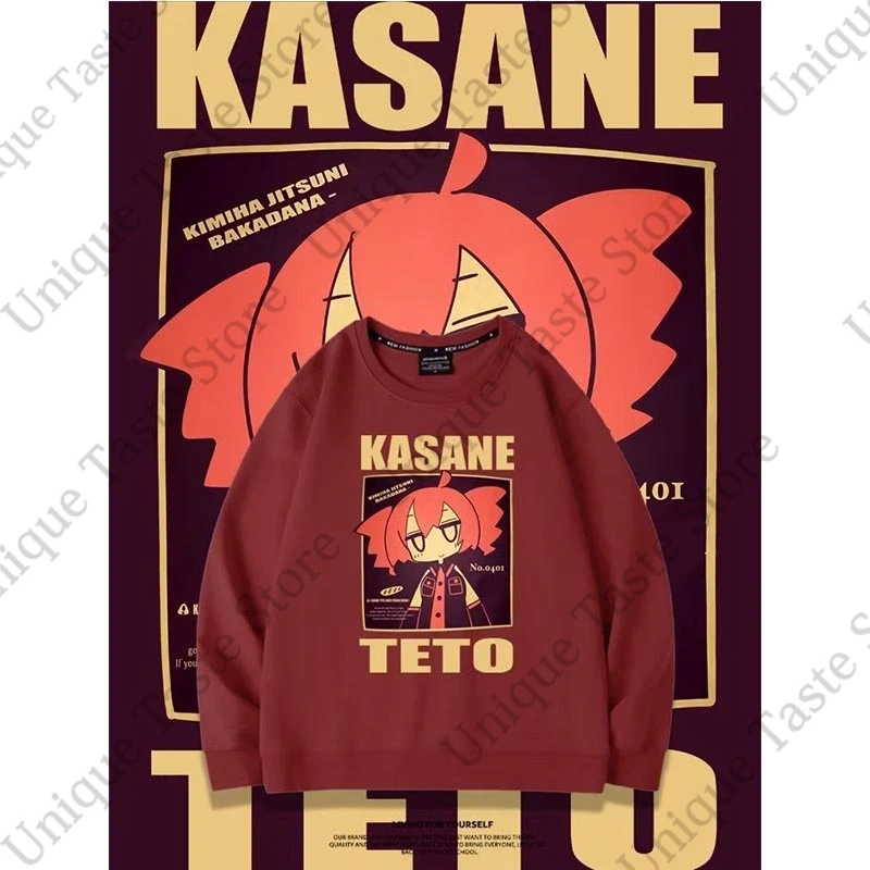 

Kasane Teto Sweatshirt Fashion Cartoon Letter Print Pullovers Women Men High Quality Autumn Loose Cotton Round Neck Sweatshirt