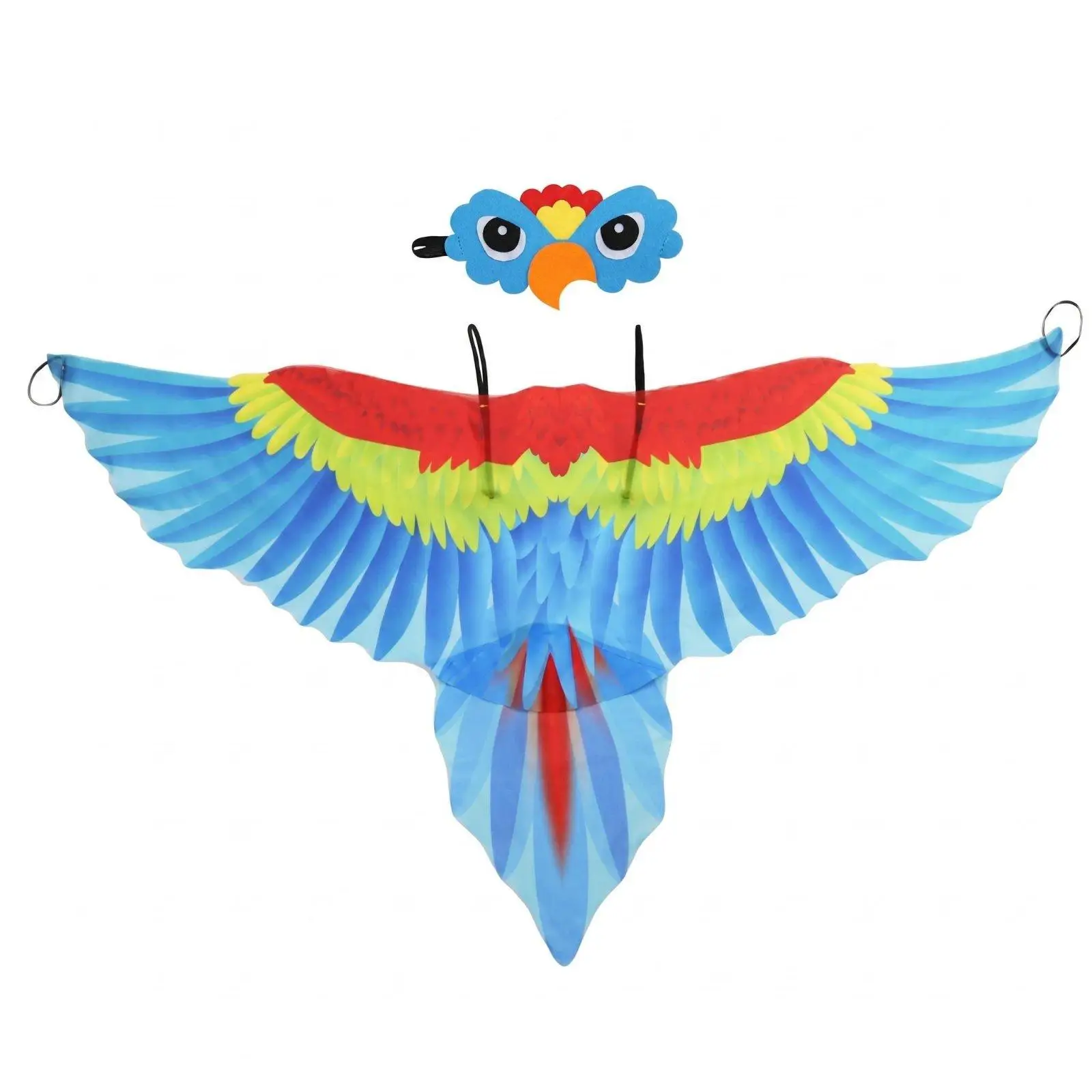 Vibrant Children Bird Costume Feather Print Parrot Wing Cape Set for Halloween School Carnival Cosplay Performance Wear