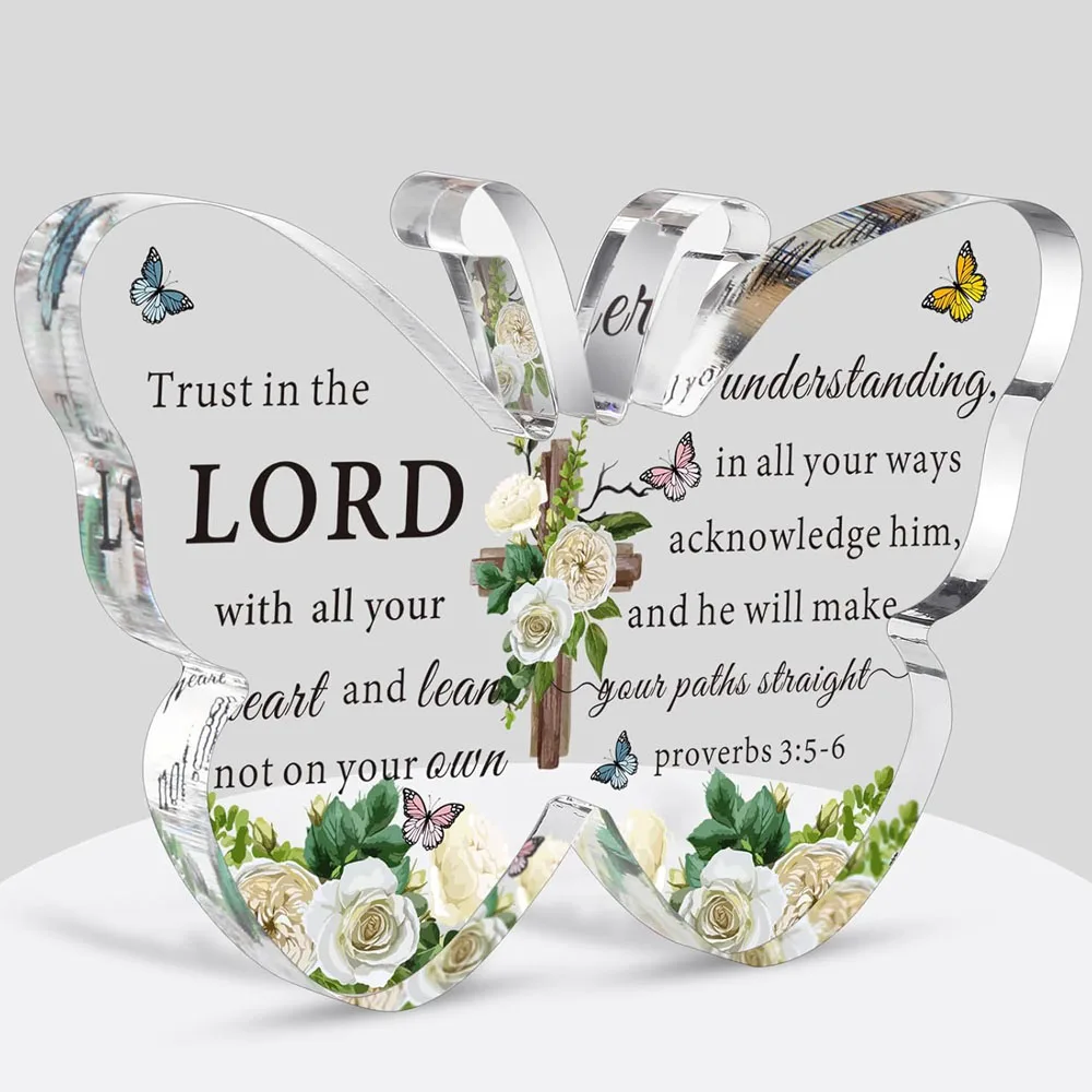 Acrylic Christian Gifts Bible Verses Religious Gifts for Women Men Inspirational Scripture Butterfly Prayer Room Decor