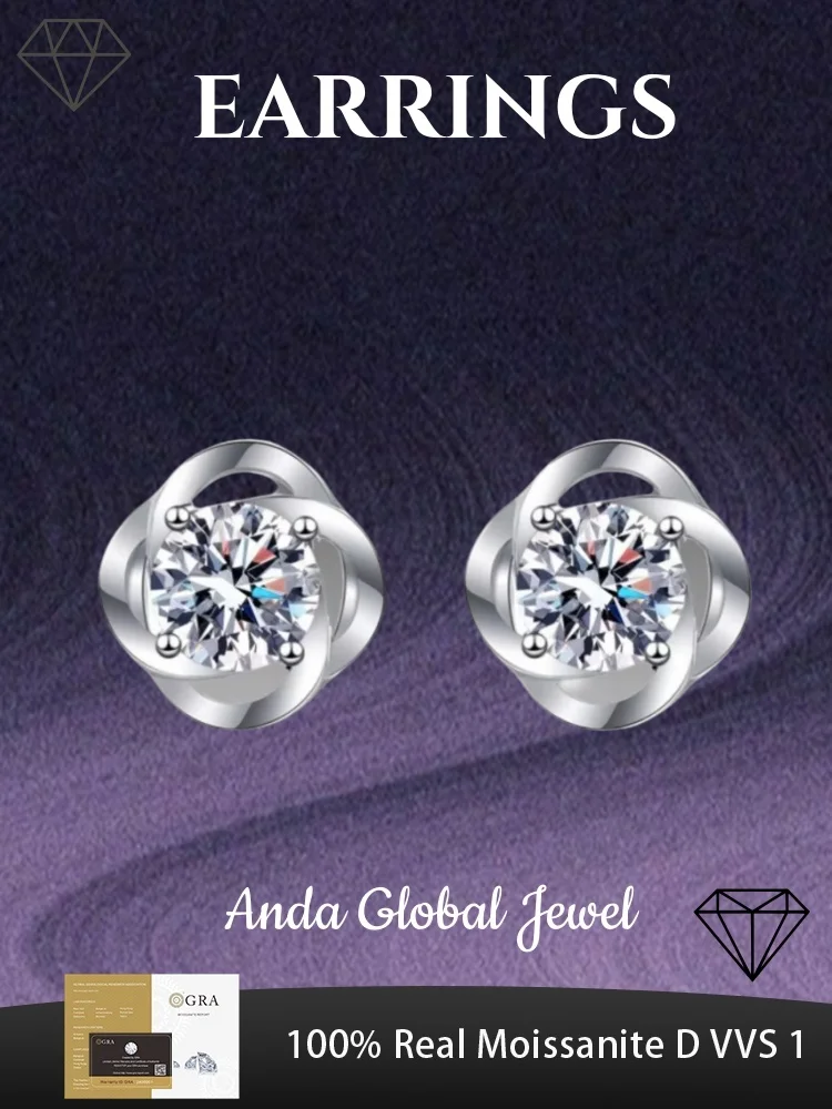 

Moissanite 925 Sterling Silver Earrings Light Luxury Fashion Jewelry Suitable for Women To Wear Suitable for Holiday Gifts