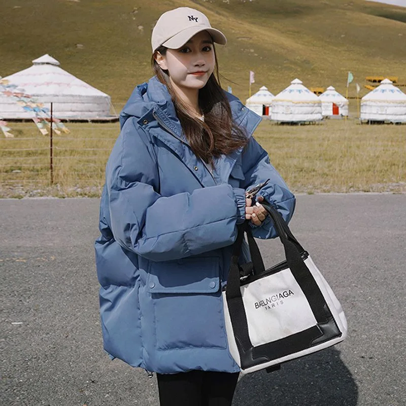 

New Fashion Women's Down Cotton Jacket Winter Thicke Warm Padded Jacket Female Korean Loose Hooded Parker Cotton Clothes Tide