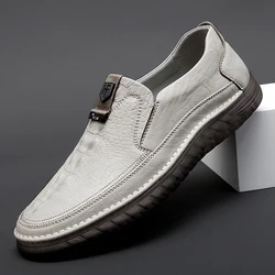 Slip On Men Loafers Microfiber Leather Casual Footwear For Man Transparent Sole Flats Shoes