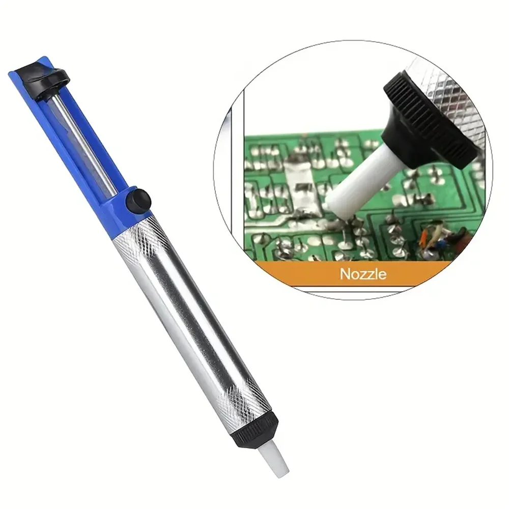 Aluminium Desoldering Suction Pump Tool Solder Sucker Suction Tin Pen Removal Device Blue Vacuum Desoldering Pump Tool