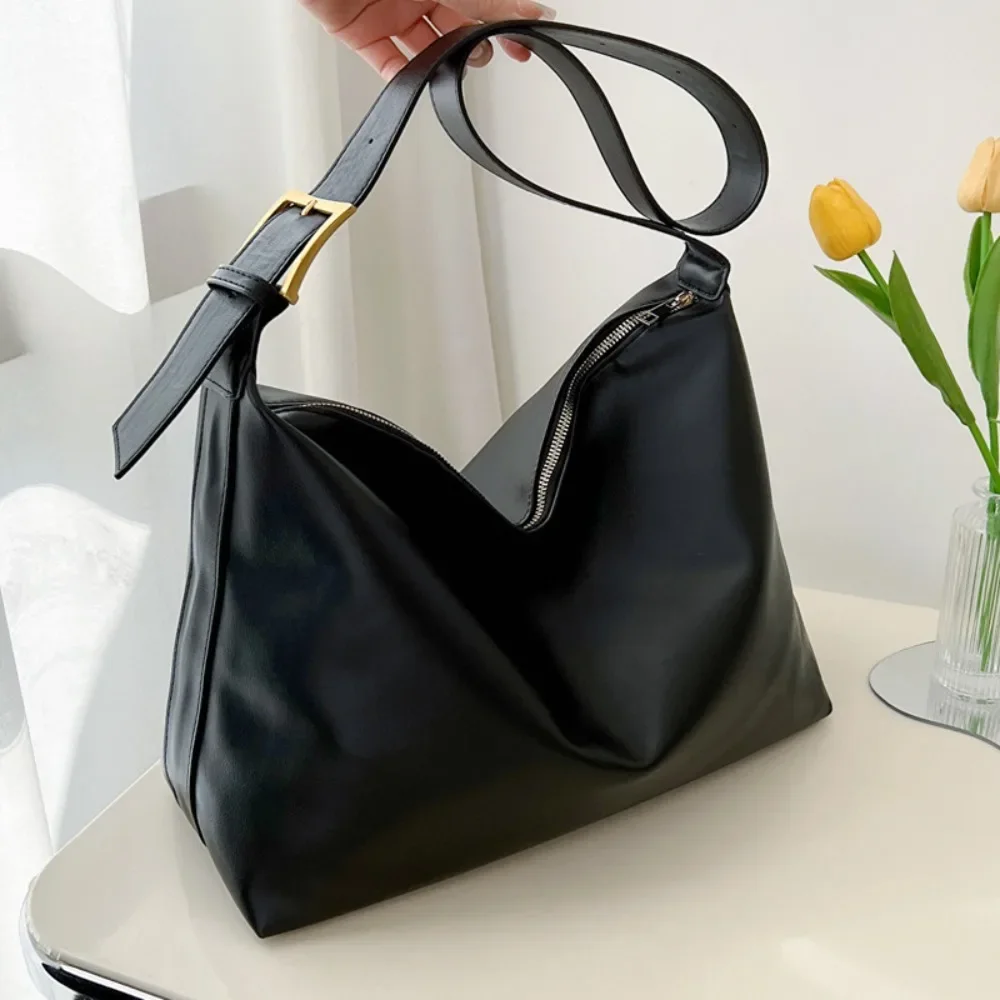 Ladies Casual Shoulder Bags Fashion Shopping Bags Solid Color Retro Large Luxury Designer Zipper Ladies Bags