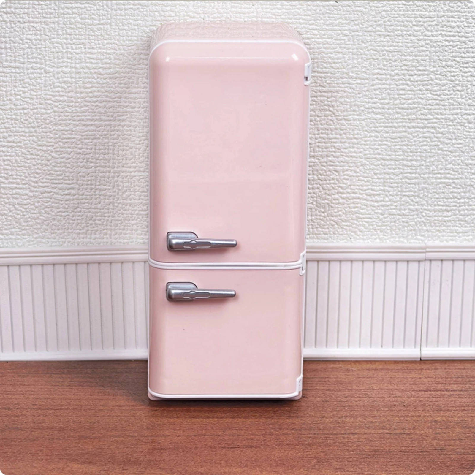 Dollhouse Refrigerator Interior Light Miniature Refrigerator Dollhouse Fridge Openable Door 1:12 Scale Fridge Silver Handles - view 3