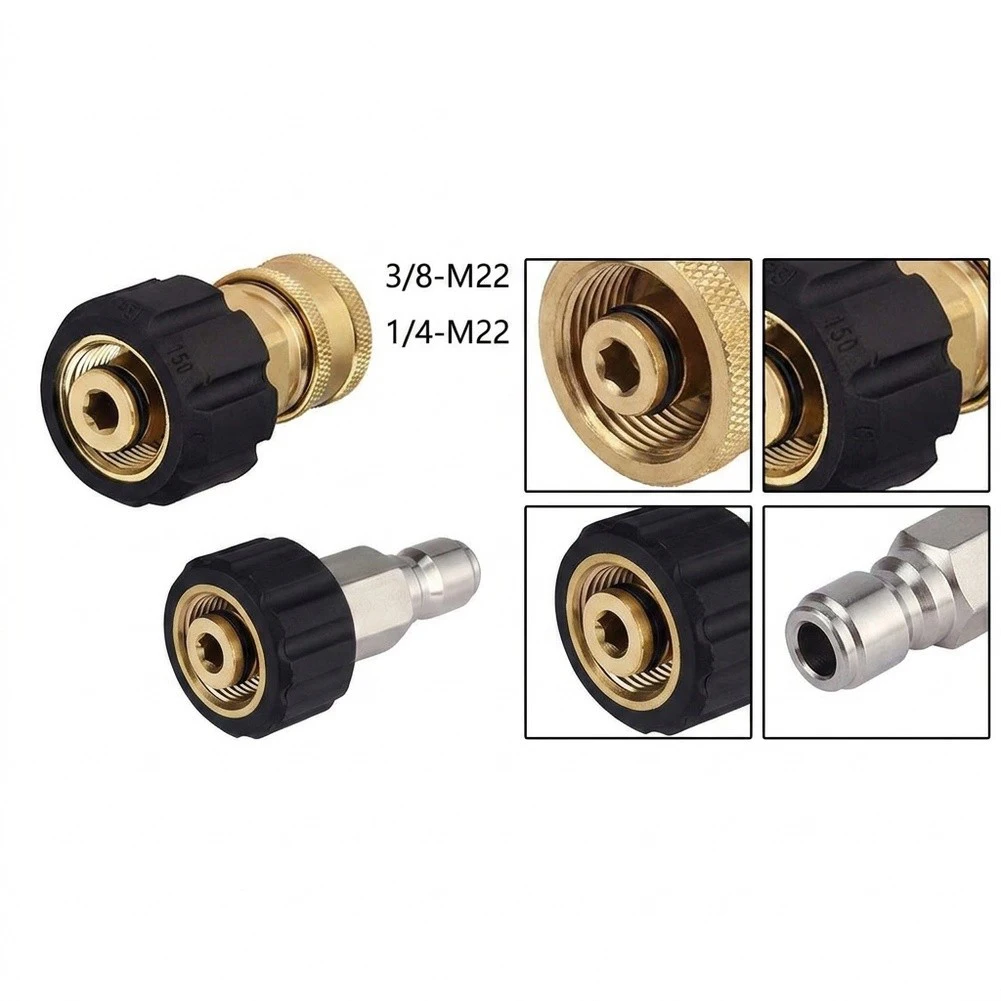 Quick Connect Brass Adapter Set for Pressure For Washer M22 14mm Female to 3/8 Inch Male for Efficient Cleaning Tasks