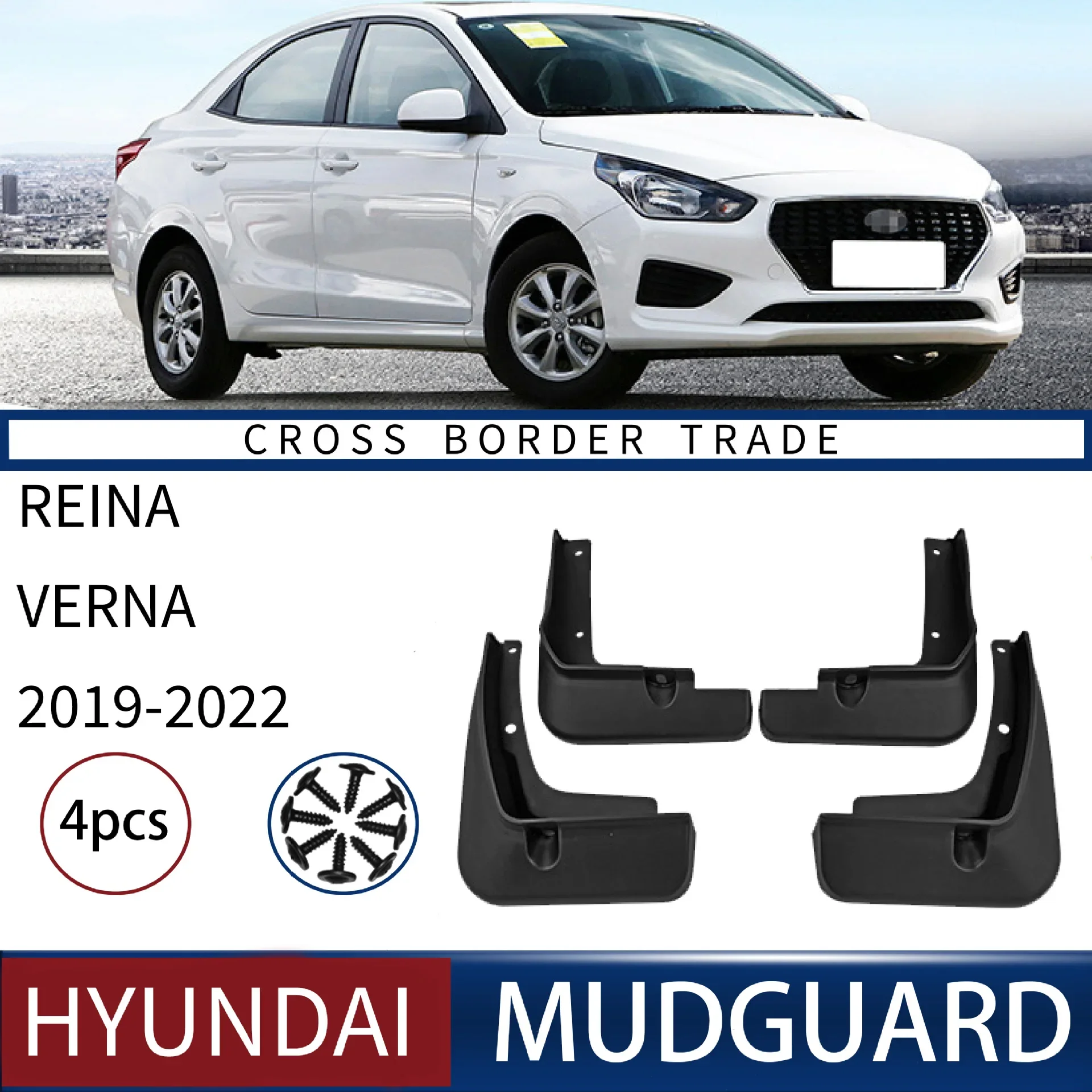 For Hyundai Reina verna 2019-2022 mudguard Mudflaps Front Rear Flares Splash Guards Cover Car Accessoie