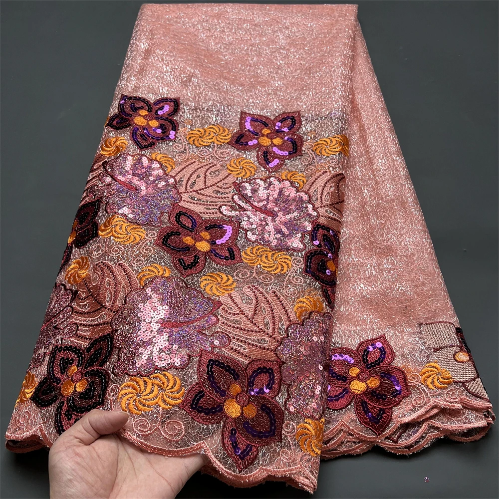 Nigerian Wedding Lace Fabric for Tailor Party, Jacquard Brocade, African Lace, High Quality, New, hz1197, 5 Yard